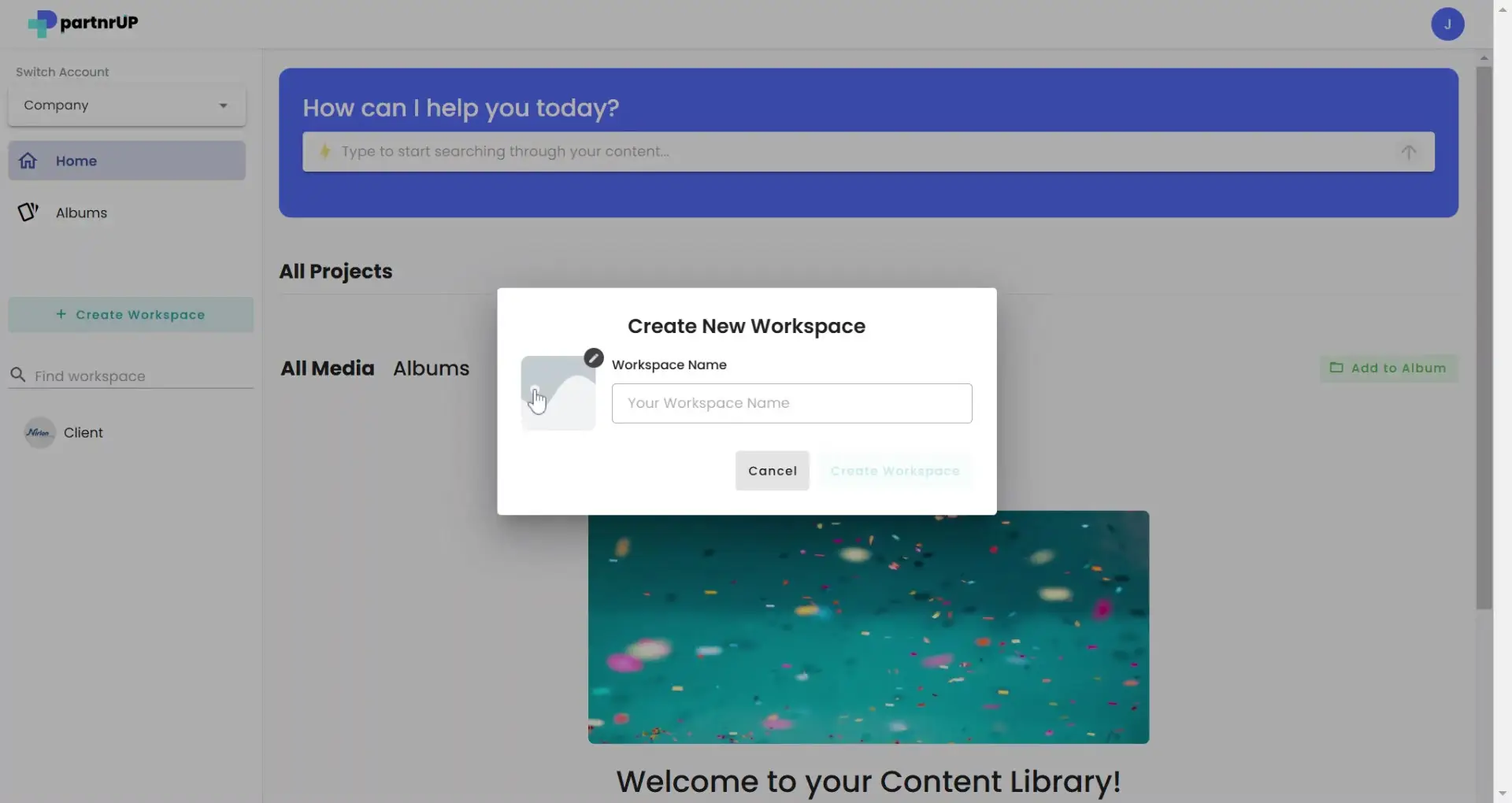 gen.video platform Create New Workspace dialog box