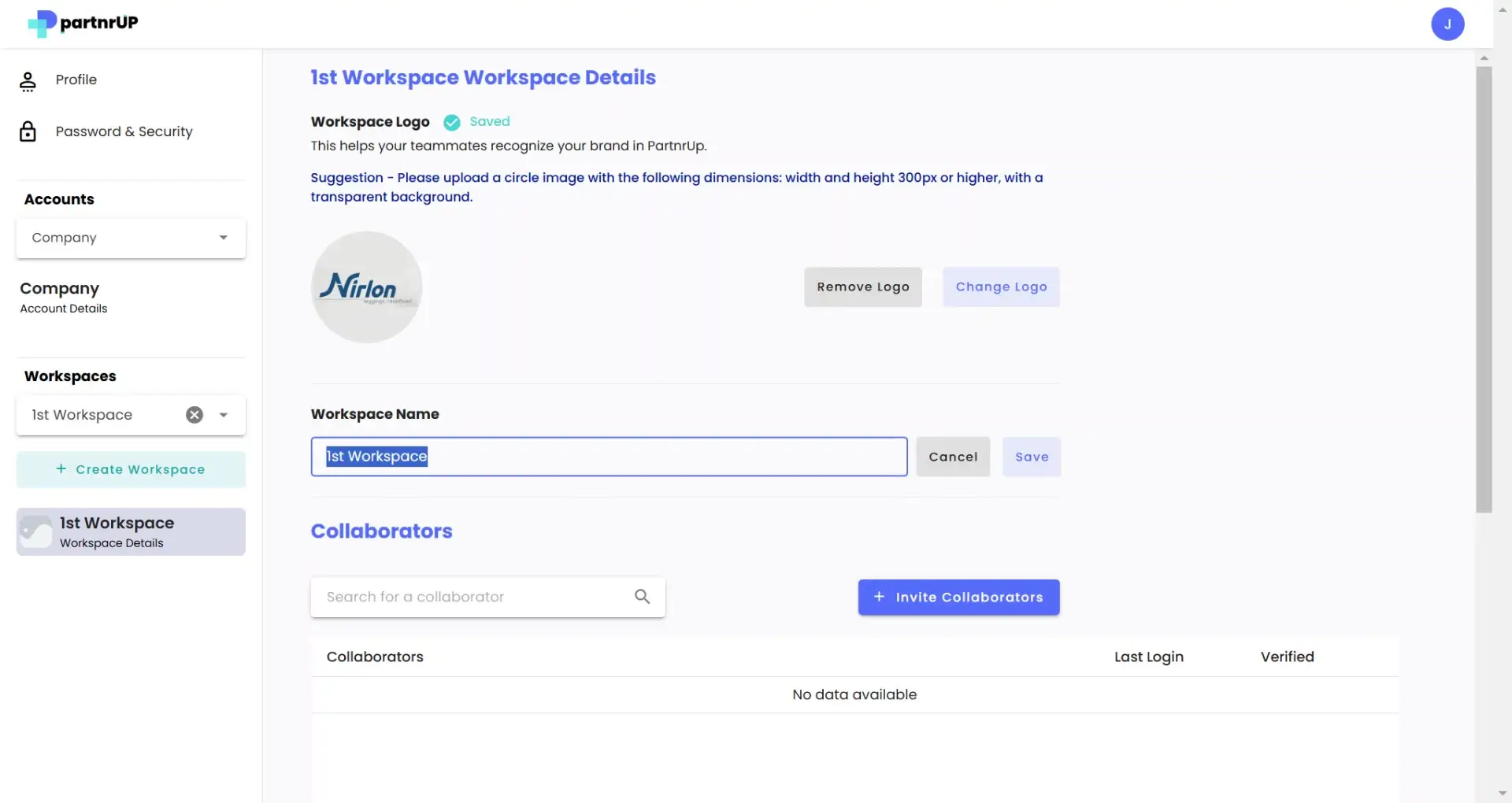 gen.video Account Settings - 1st Workspace Workspace Details